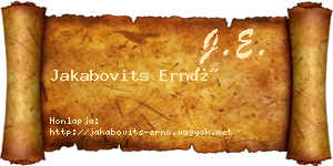 Jakabovits Ernő névjegykártya
